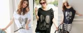 Women's Cool Skull Skeleton Hollow Destruction Batwing Sleev