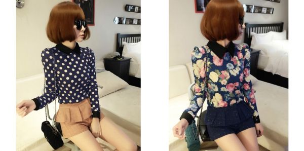 New Arrival Korea Lapel Pleated Blouse