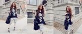 Girl Korean Round Neck Punk Skull Sequin Tops Asymmetrical